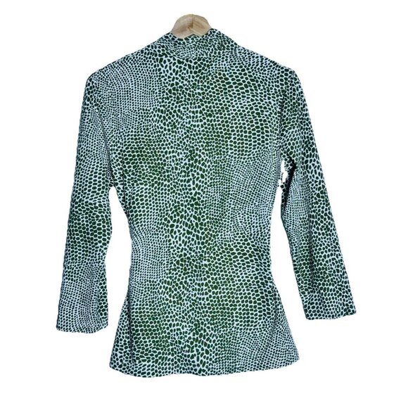 J. MCLAUGHLIN Smooth Stretch Surplice Animal Print Top Faux Wrap 3/4 Sleeve Sz S - Picture 5 of 6
